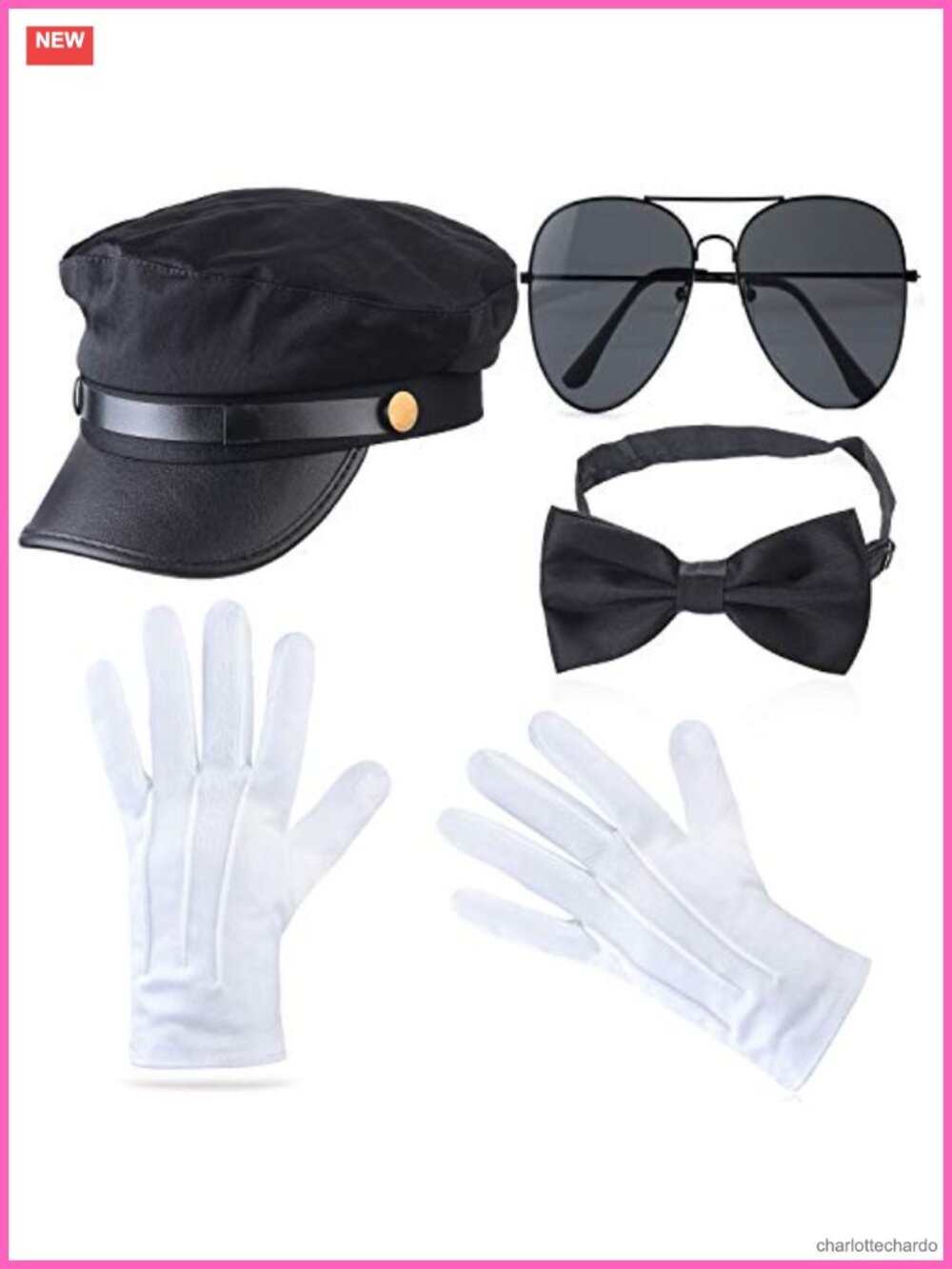 Beefunny Chauffeur Costume Limo Taxi Driver Hat Gloves Set